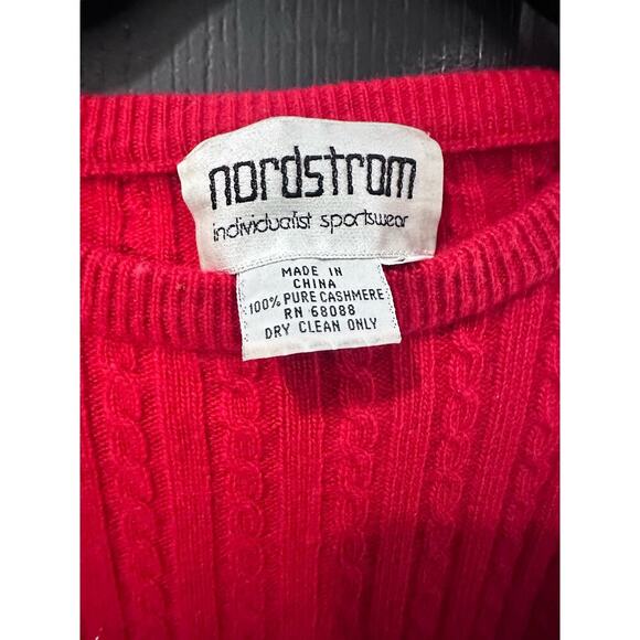 Vintage Nordstrom Red Long Sleeve Cashmere Knit Sweater - Picture 2 of 5